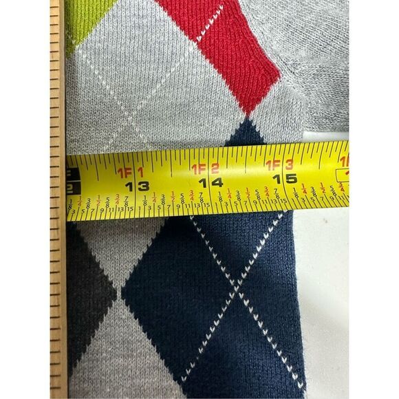L.O.G.G. By H&M Gray Argyle Sweater Multi-color Casual Cotton Blend Size 9-10Y - Picture 7 of 11